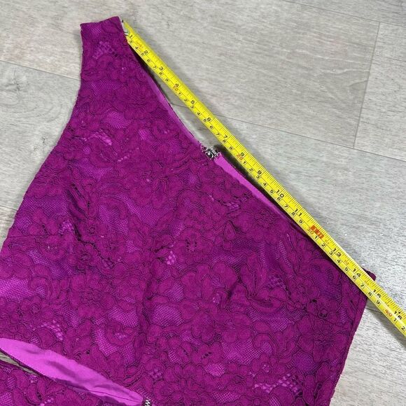 NBD × Naven Elina One Shoulder Waist Cut Out Lace Mini Dress, Magenta Women’s S - Picture 11 of 15